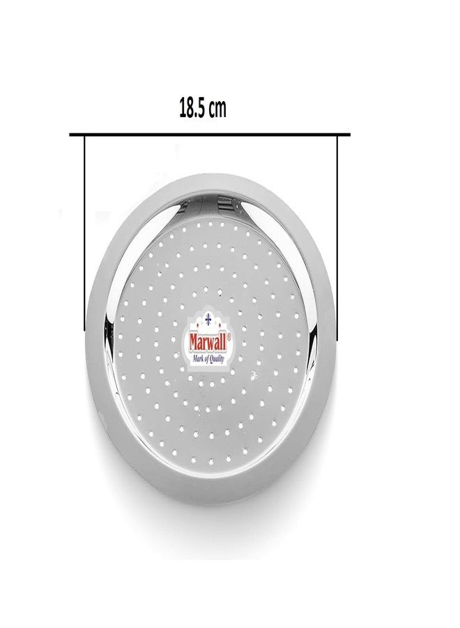 Marwall Stainless Steel Hole Tope Lid | Set of 3 | Lid Covers for Utensils | Milk Cover Plate| Steel Jali Plate (Silver, 18.5 cm) - Image 3